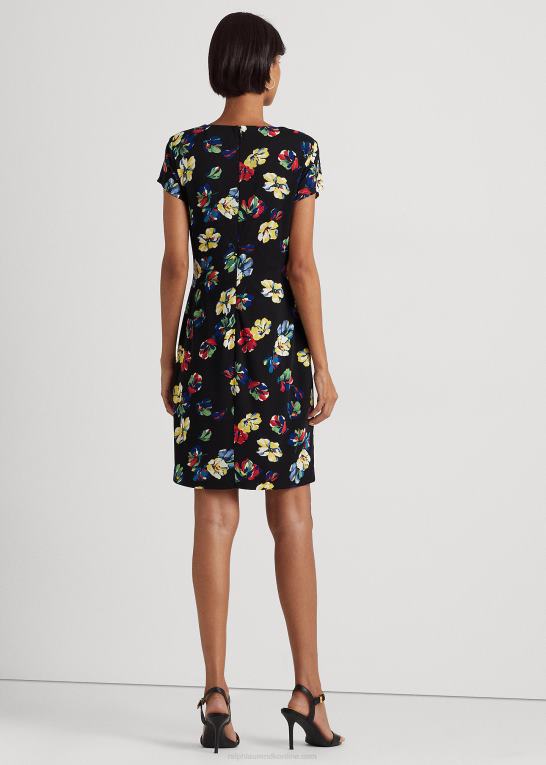 sort multi Kvinder Ralph Lauren blomstret jersey-kjole med korte ærmer Z426B3873
