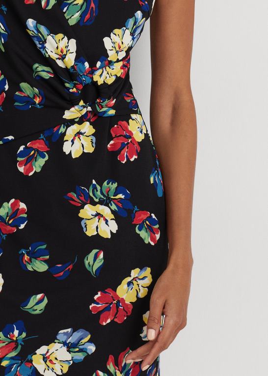 sort multi Kvinder Ralph Lauren blomstret jersey-kjole med korte ærmer Z426B3873