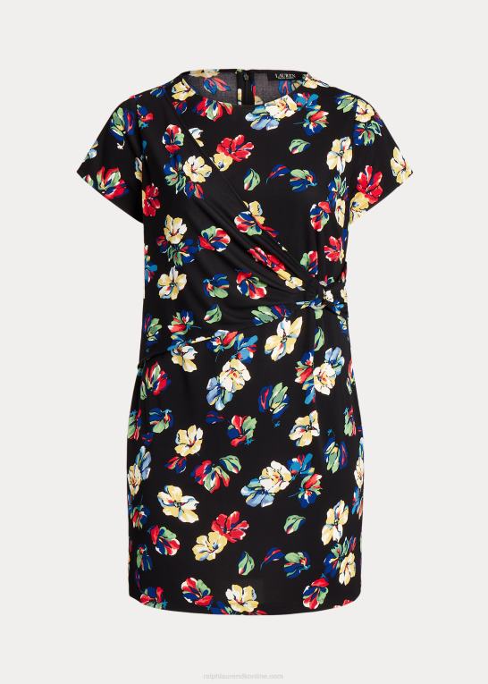sort multi Kvinder Ralph Lauren blomstret jersey-kjole med korte ærmer Z426B9483