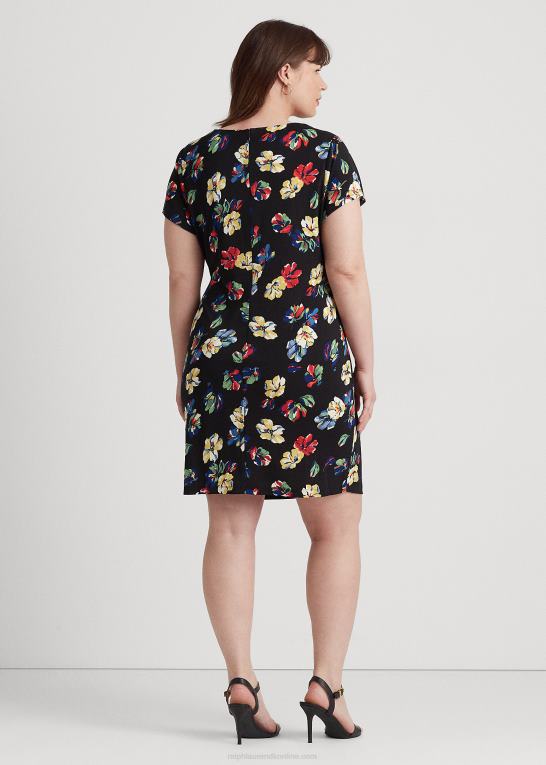 sort multi Kvinder Ralph Lauren blomstret jersey-kjole med korte ærmer Z426B9483