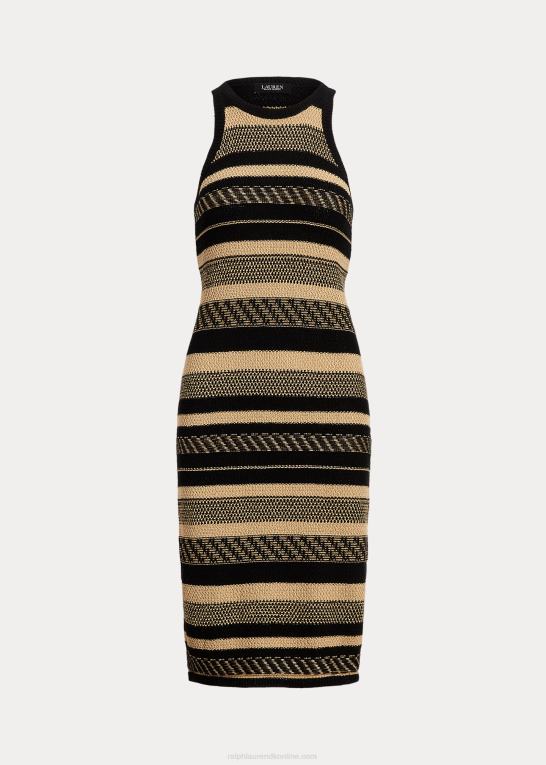 sort/tan Kvinder Ralph Lauren stribet ærmeløs sweaterkjole Z426B9516