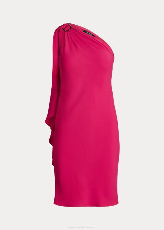 sport pink Kvinder Ralph Lauren georgette en-skulder cocktailkjole Z426B3900