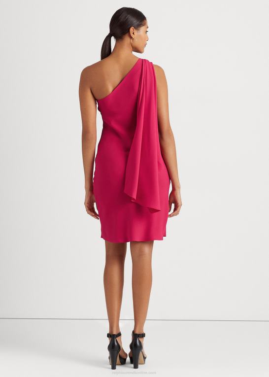sport pink Kvinder Ralph Lauren georgette en-skulder cocktailkjole Z426B3900
