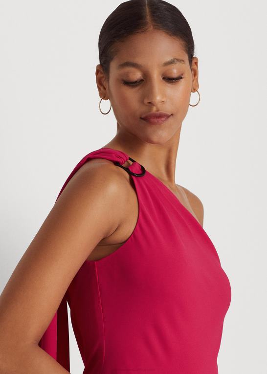 sport pink Kvinder Ralph Lauren georgette en-skulder cocktailkjole Z426B3900
