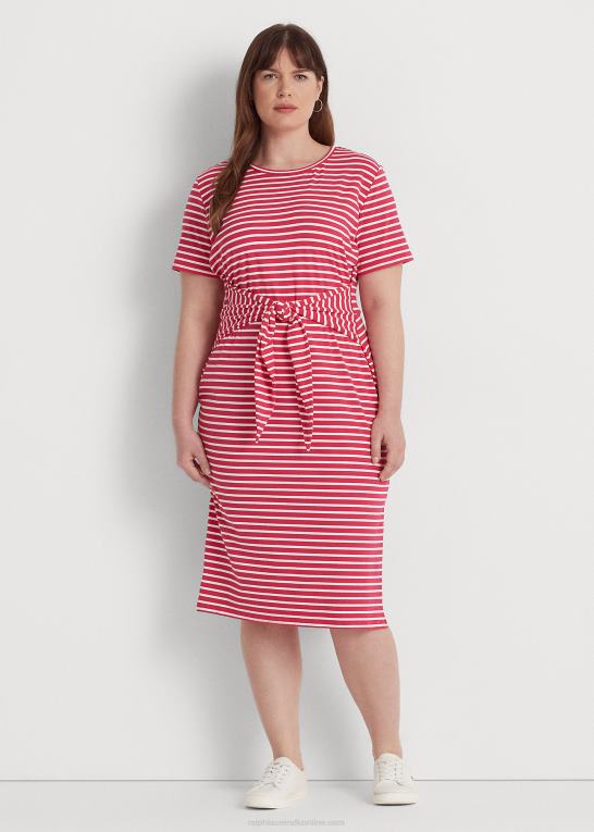 sport pink/hvid Kvinder Ralph Lauren stribet tee-kjole i jersey foran Z426B4533