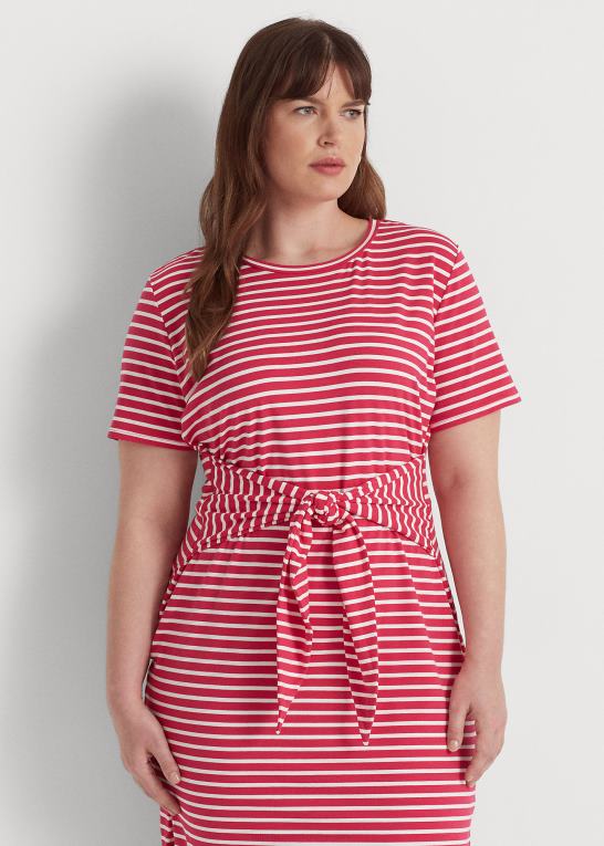 sport pink/hvid Kvinder Ralph Lauren stribet tee-kjole i jersey foran Z426B4533