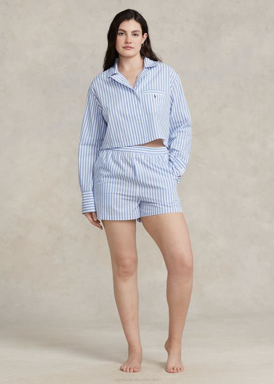 Kvinder Ralph Lauren crop top & boxer poplin pyjamassæt Z426B2891