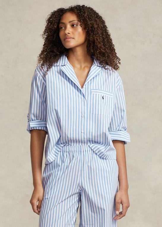 Kvinder Ralph Lauren langærmet poplin pyjamassæt Z426B2893