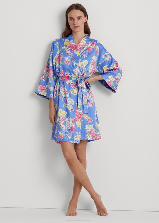 blå blomster Kvinder Ralph Lauren blomstret satin kappe Z426B9426