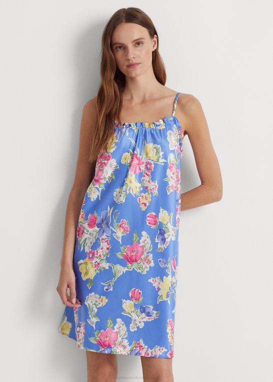 blå blomster Kvinder Ralph Lauren blomstret satin ærmeløs natkjole Z426B9416