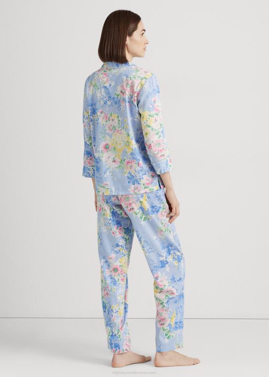 blå blomster Kvinder Ralph Lauren blomstret satin sovesæt Z426B4130