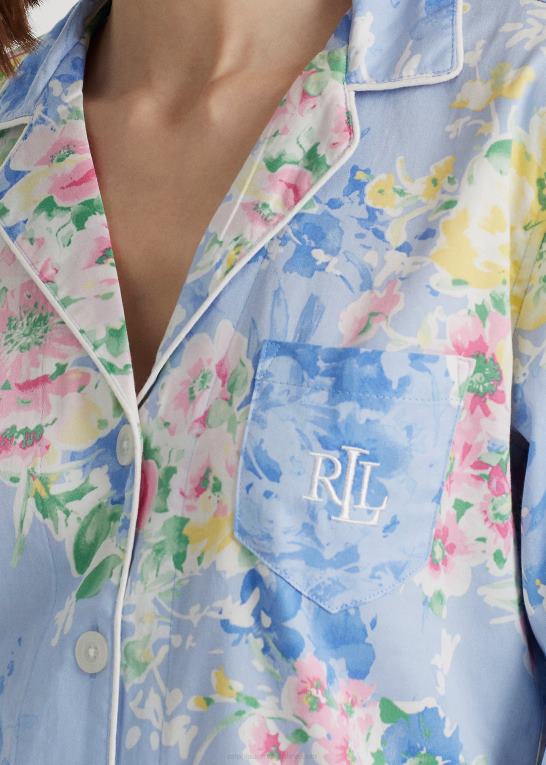 blå blomster Kvinder Ralph Lauren blomstret satin sovesæt Z426B4130