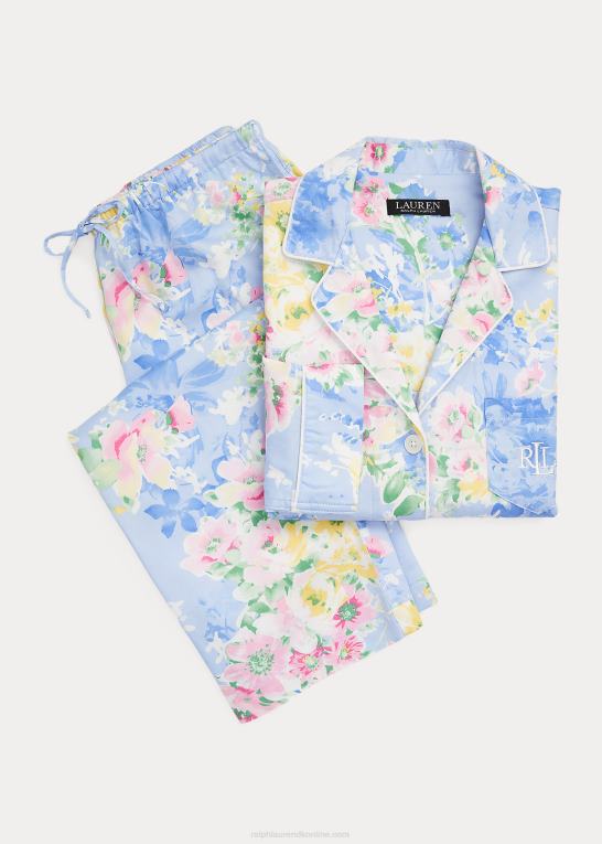 blå blomster Kvinder Ralph Lauren blomstret satin sovesæt Z426B4462