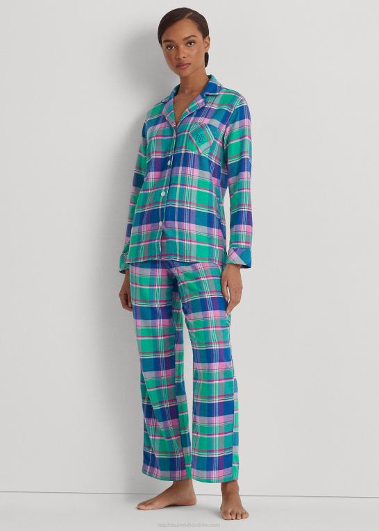 blå plaid Kvinder Ralph Lauren plaid børstet twill sovesæt Z426B9578
