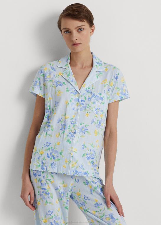 blå roman Kvinder Ralph Lauren blomstret jersey capri sovesæt Z426B4133