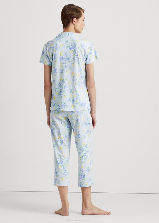blå roman Kvinder Ralph Lauren blomstret jersey capri sovesæt Z426B4461
