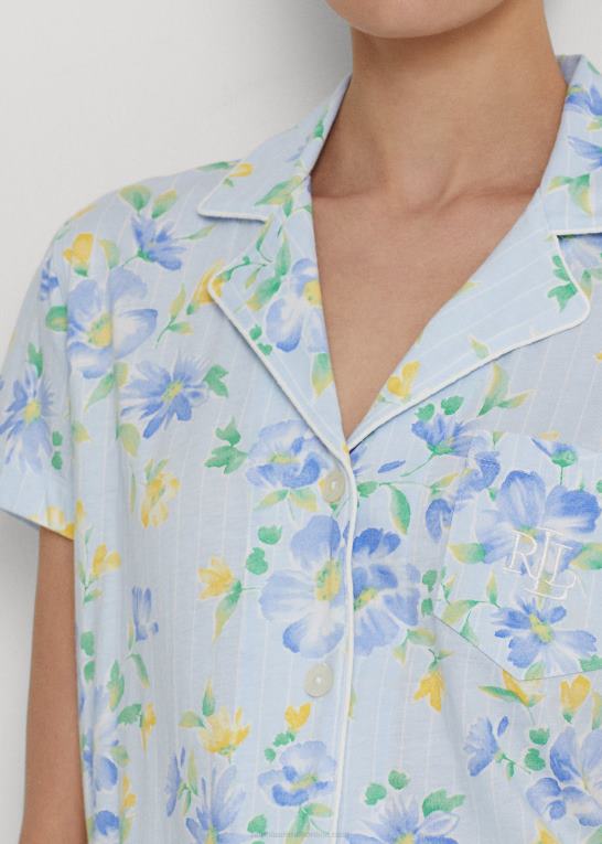 blå roman Kvinder Ralph Lauren blomstret jersey capri sovesæt Z426B4461