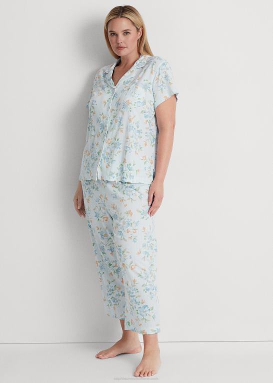 blå roman Kvinder Ralph Lauren blomstret jersey capri sovesæt Z426B4709