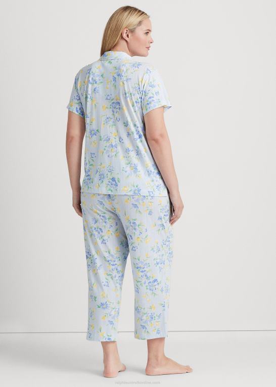 blå roman Kvinder Ralph Lauren blomstret jersey capri sovesæt Z426B4709