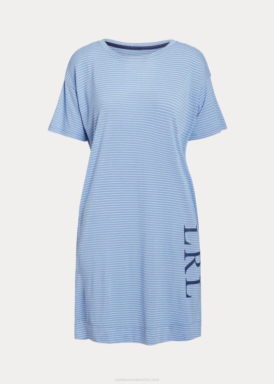 blå stribe Kvinder Ralph Lauren stribet jersey sove-t-shirt med logo Z426B3953
