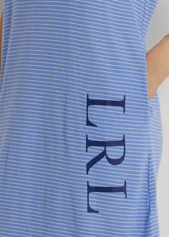 blå stribe Kvinder Ralph Lauren stribet jersey sove-t-shirt med logo Z426B3953