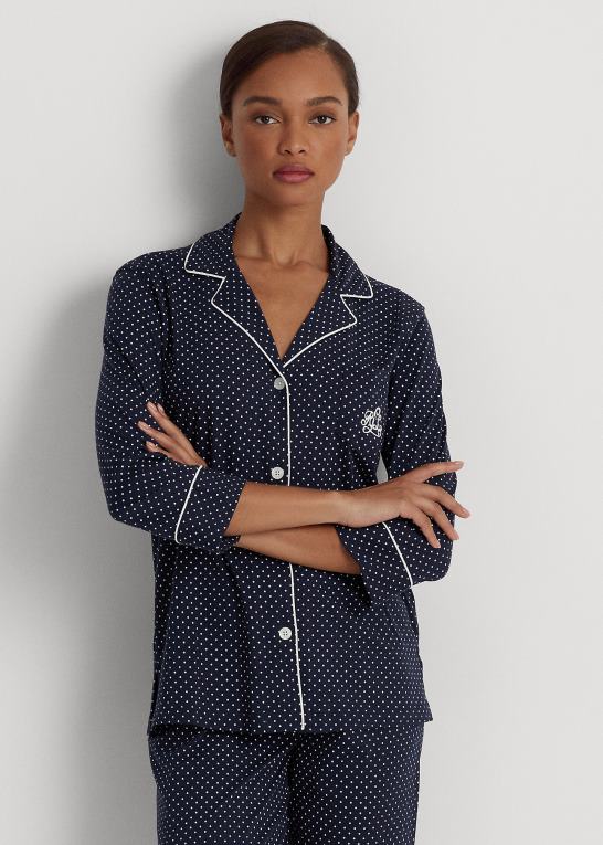 flåde Kvinder Ralph Lauren bomulds capri sovesæt Z426B4242