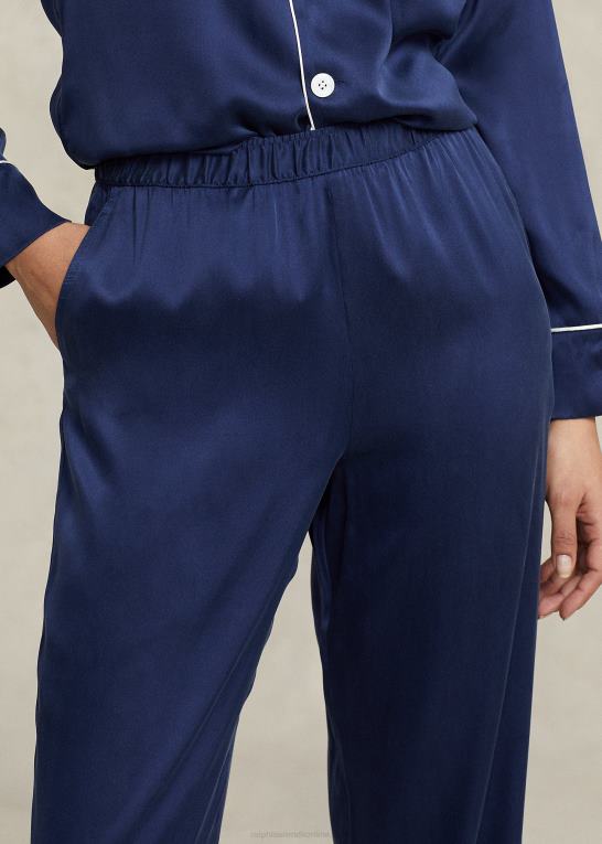 flåde Kvinder Ralph Lauren langærmet stretch pyjamassæt i silke Z426B3008