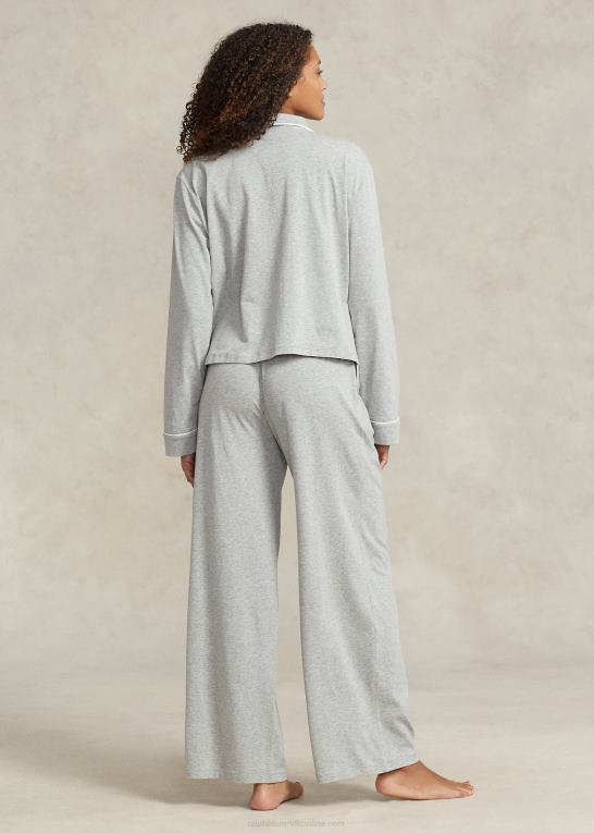 gråmeleret Kvinder Ralph Lauren jersey langærmet pyjamassæt Z426B2895