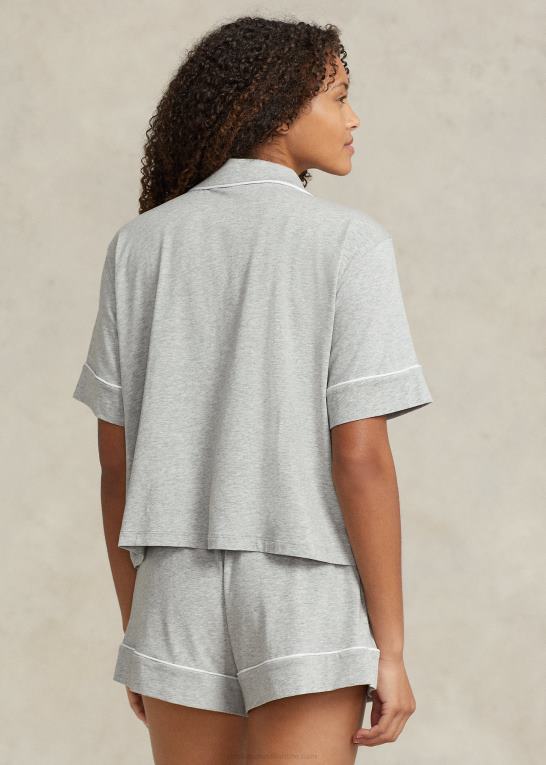 gråmeleret Kvinder Ralph Lauren kortærmet jersey pyjamassæt Z426B2894