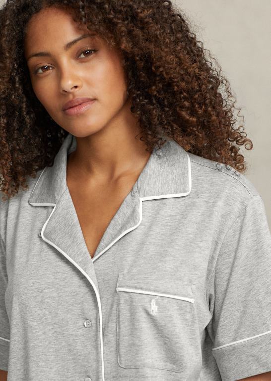 gråmeleret Kvinder Ralph Lauren kortærmet jersey pyjamassæt Z426B2894