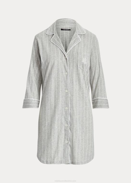 grå stribe Kvinder Ralph Lauren stribet soveskjorte i bomuld Z426B4230