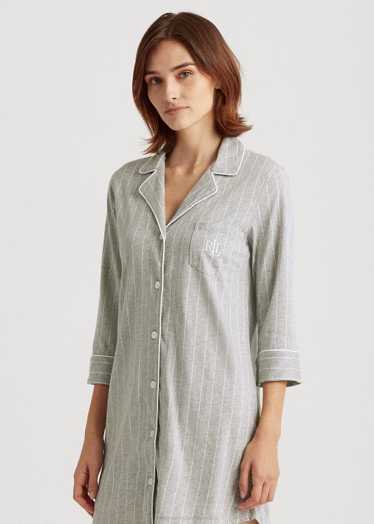 grå stribe Kvinder Ralph Lauren stribet soveskjorte i bomuld Z426B4230