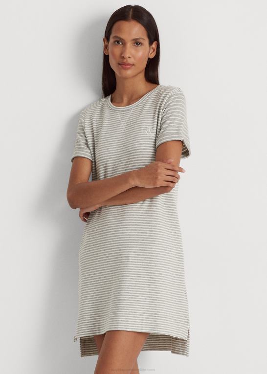 gråt print Kvinder Ralph Lauren stribet fransk frotté sove t-shirt Z426B9442