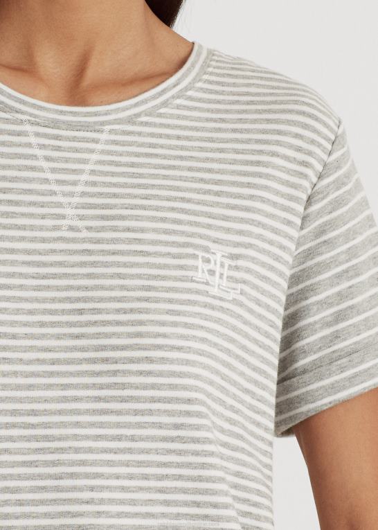gråt print Kvinder Ralph Lauren stribet fransk frotté sove t-shirt Z426B9442