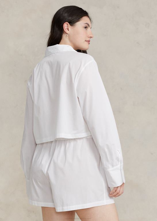 hvid sky Kvinder Ralph Lauren crop top & boxer poplin pyjamassæt Z426B3015