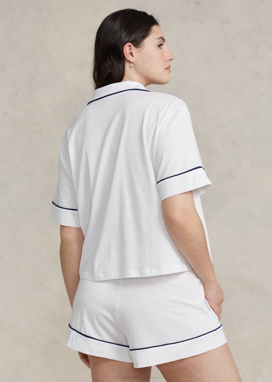 hvid sky Kvinder Ralph Lauren kortærmet jersey pyjamassæt Z426B3006
