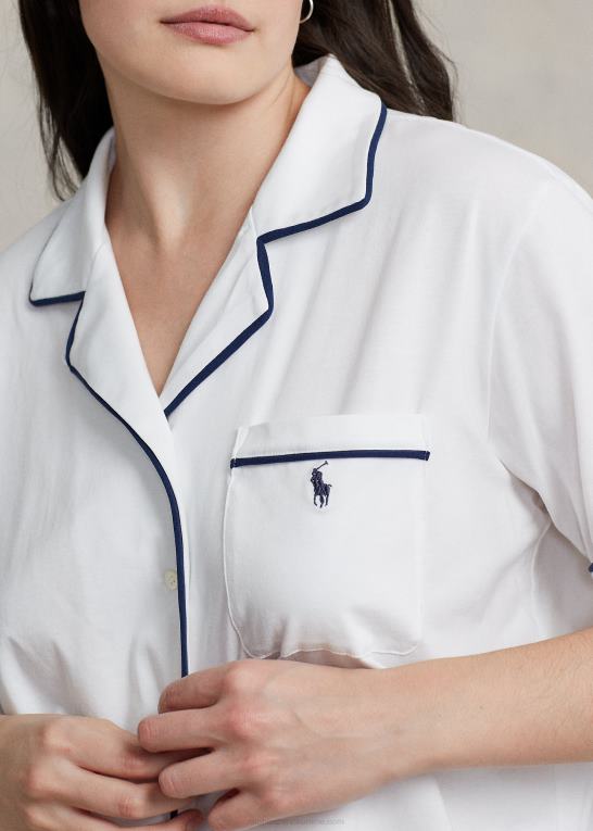hvid sky Kvinder Ralph Lauren kortærmet jersey pyjamassæt Z426B3006