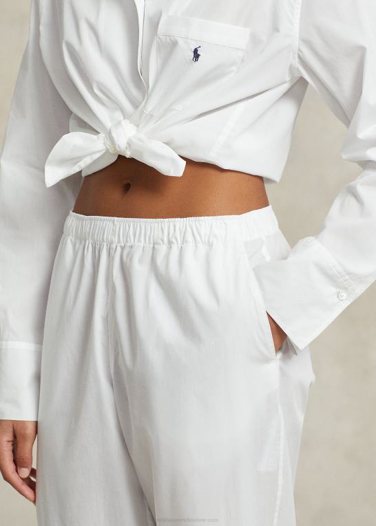 hvid sky Kvinder Ralph Lauren langærmet poplin pyjamassæt Z426B3013