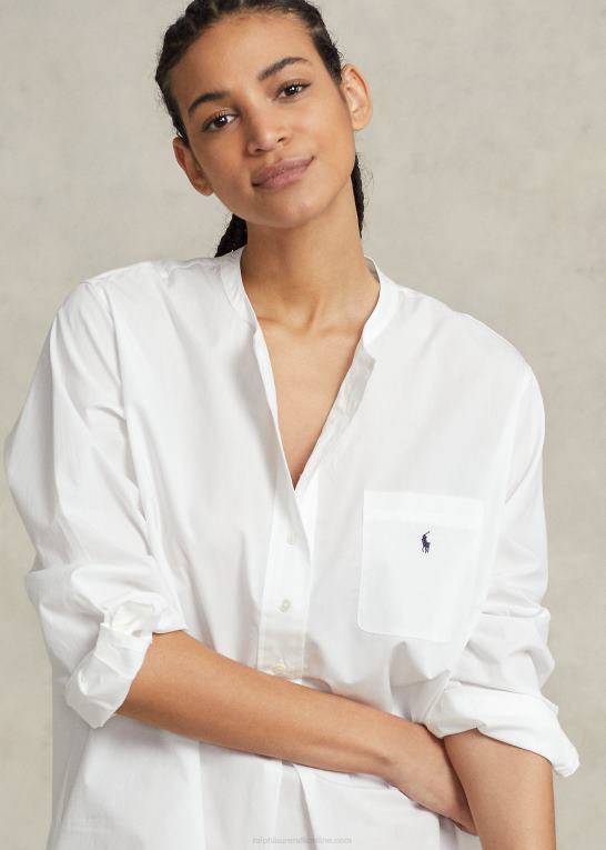 hvid sky Kvinder Ralph Lauren poplin sovetrøje Z426B3010