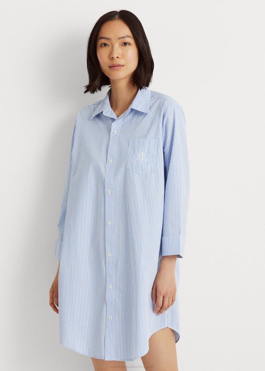 lyseblå stribe Kvinder Ralph Lauren stribet soveskjorte i bomuld Z426B4259