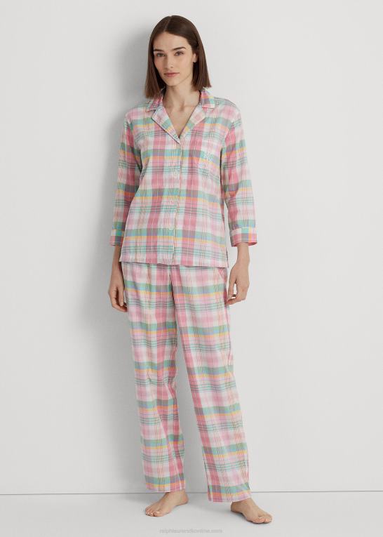 lyserød plaid Kvinder Ralph Lauren plaid sovesæt i bomuldsblanding Z426B4138