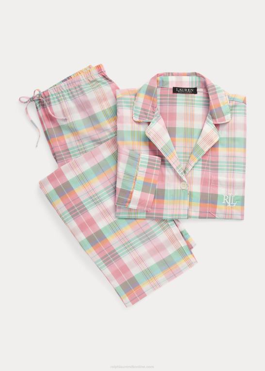 lyserød plaid Kvinder Ralph Lauren plaid sovesæt i bomuldsblanding Z426B4138