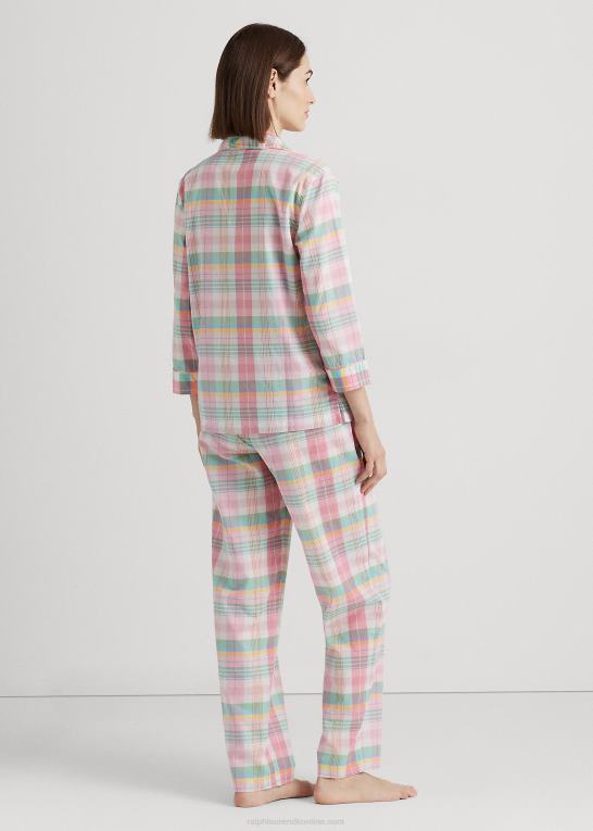 lyserød plaid Kvinder Ralph Lauren plaid sovesæt i bomuldsblanding Z426B4464