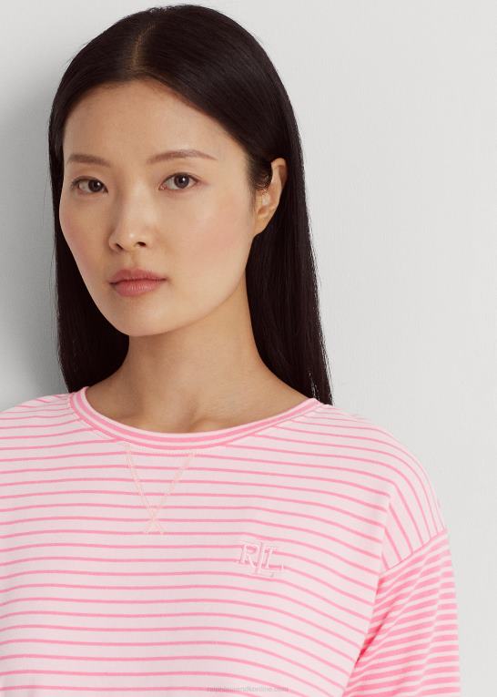lyserød stribe Kvinder Ralph Lauren stribet fransk frotté boxer pyjamassæt Z426B9445
