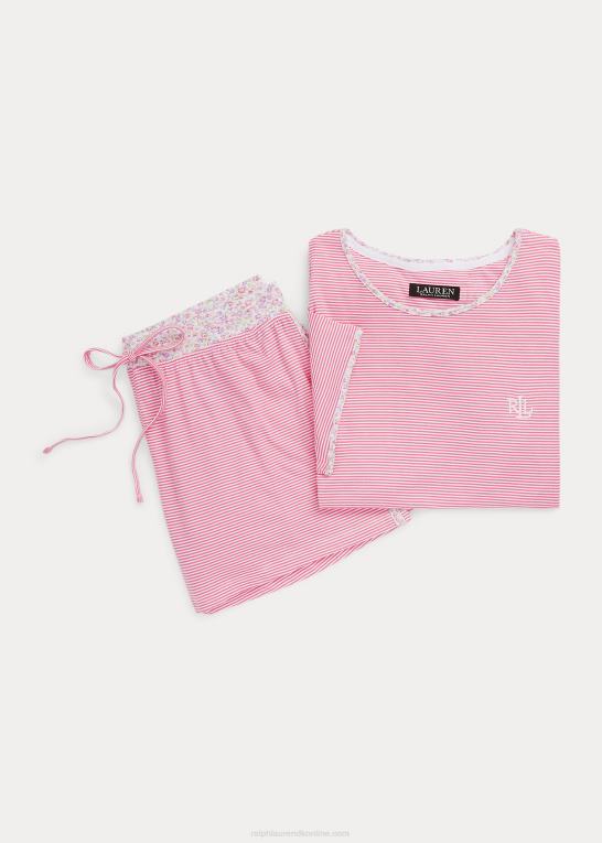 lyserød stribe Kvinder Ralph Lauren stribet jersey boxer pyjamassæt Z426B4132