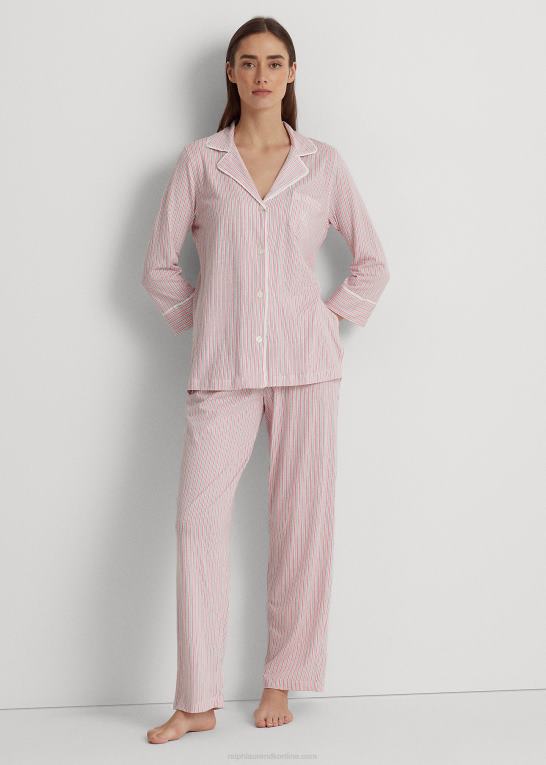 lyserød stribe Kvinder Ralph Lauren stribet jersey sovesæt Z426B4466
