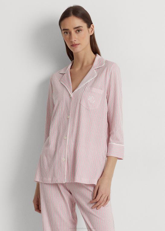 lyserød stribe Kvinder Ralph Lauren stribet jersey sovesæt Z426B4466