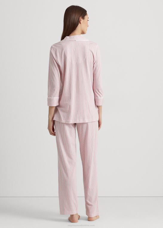lyserød stribe Kvinder Ralph Lauren stribet jersey sovesæt Z426B4466