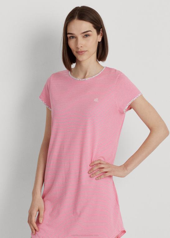 lyserød stribe Kvinder Ralph Lauren stribet sovetrøje i jersey Z426B4135