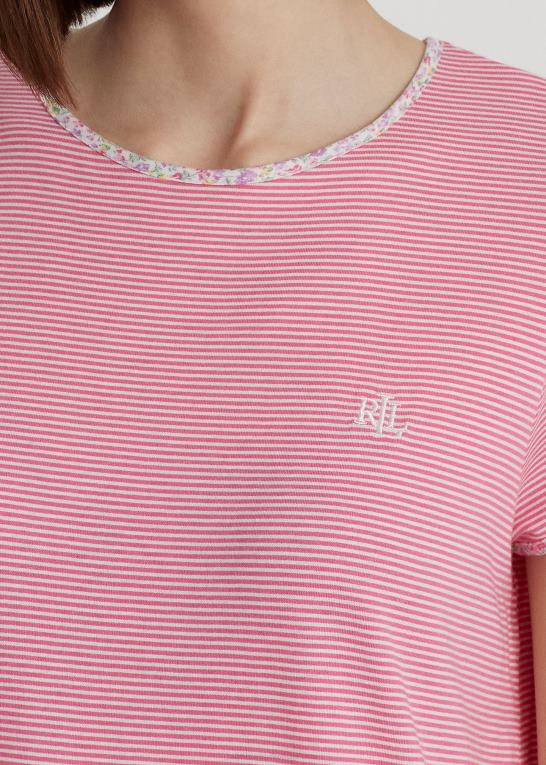 lyserød stribe Kvinder Ralph Lauren stribet sovetrøje i jersey Z426B4135